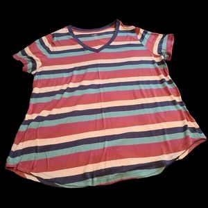 Market & Spruce Women's 2X striped t-shirt